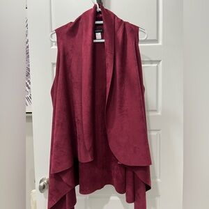 Demdaco Rich Red Burgundy Drape Poncho in Ultra Suede
